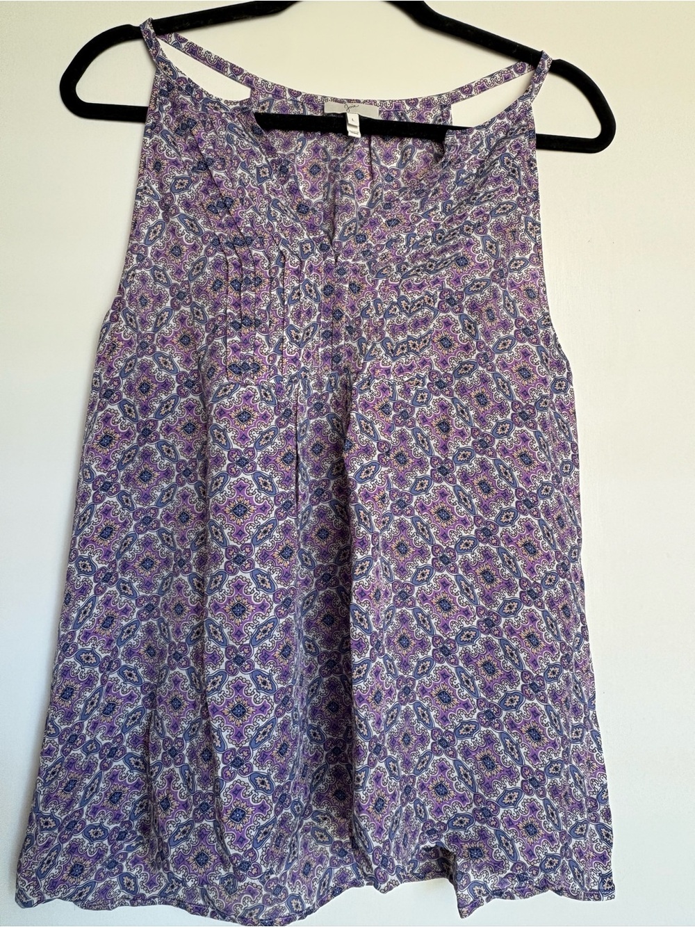 Joie 100% Silk Purple Paisley Strappy Swing Blouse Size L